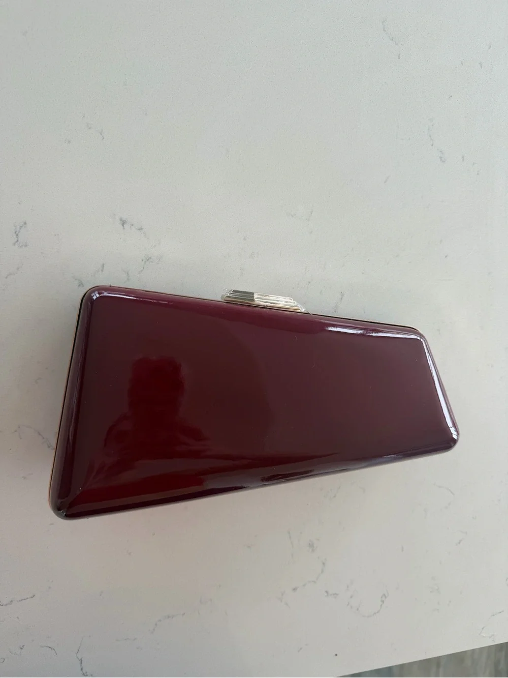 New Patent Frame Clutch in Deep Wine